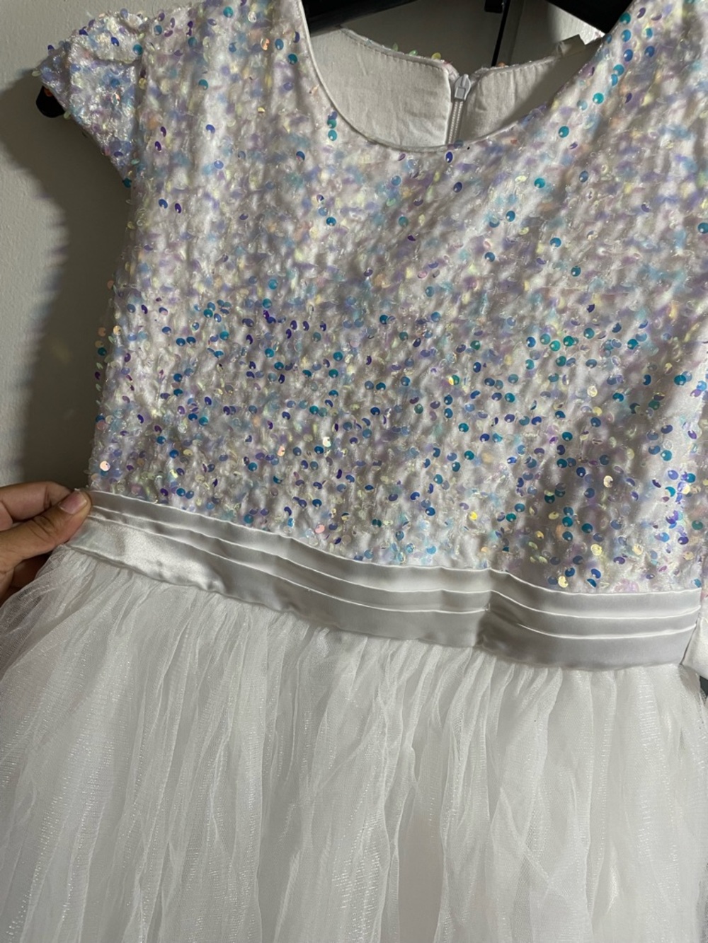 White Sequin Tulle Party Dress for Kids